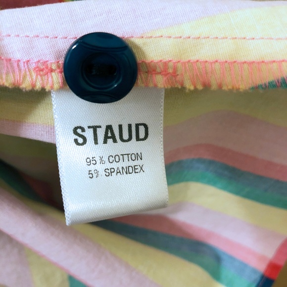 *SOLD* Staud Rainbow Tie-front Striped Poplin Dress - Picture 8 of 8